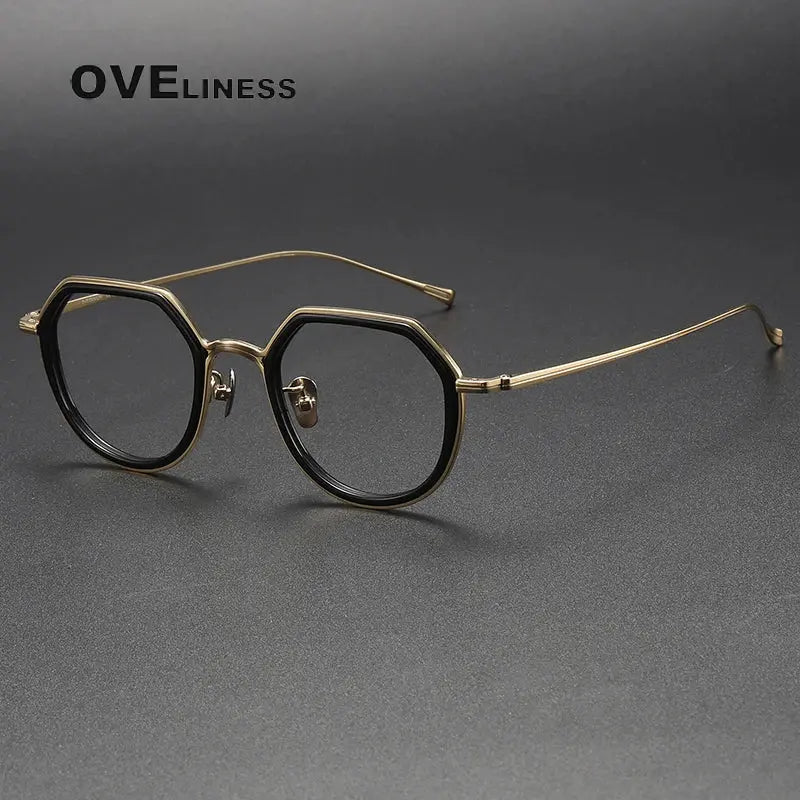 Unisex Polygon Full Rim Titanium Prescription Glasses U136 — view 2 | Rx Spectacle