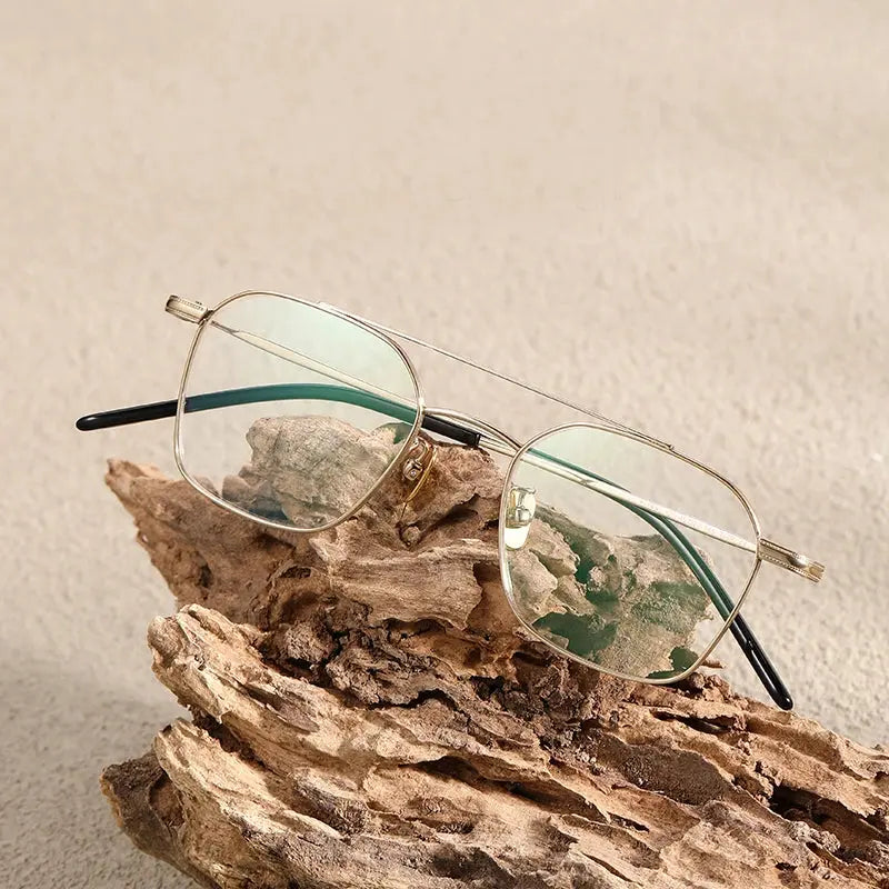 Women's Square Full Rim Titanium Double Bridge Prescription Glasses 382149 — view 3 | Rx Spectacle