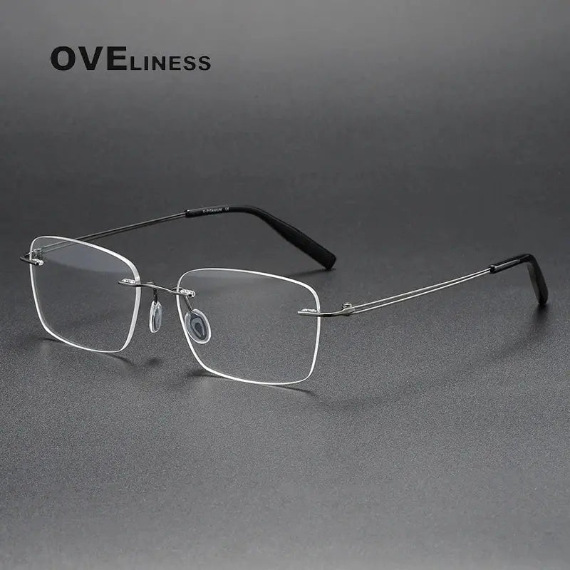 Women's Square Rimless Titanium Prescription Glasses 380960 — view 4 | Rx Spectacle