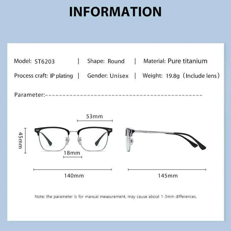 Men's Square Full Rim Titanium Prescription Glasses St6203 — view 10 | Rx Spectacle