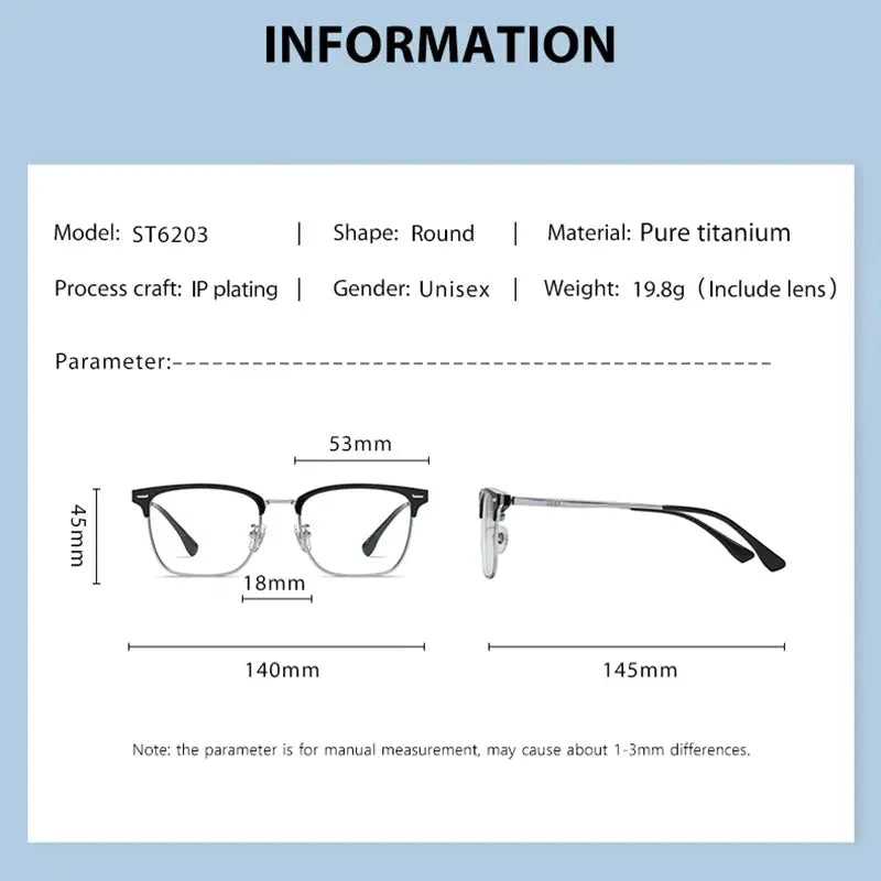 Men's Square Full Rim Titanium Prescription Glasses 62031 — view 2 | Rx Spectacle