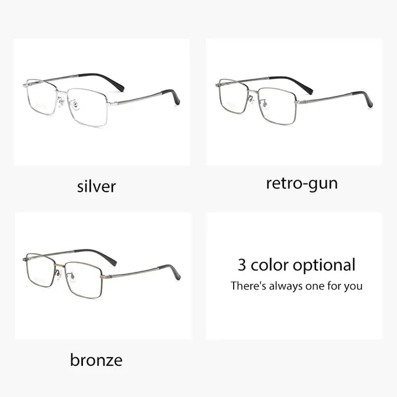 Unisex Square Full Rim Titanium Prescription Glasses N80012n — view 3 | Rx Spectacle