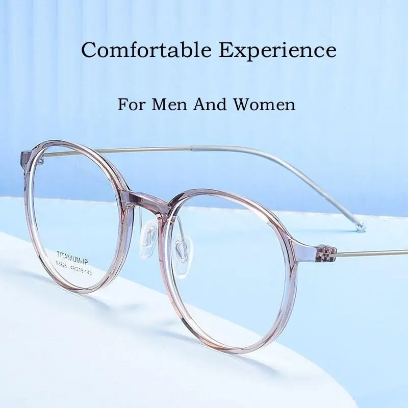 Unisex Round Full Rim Titanium Prescription Glasses 5825M — view 8 | Rx Spectacle