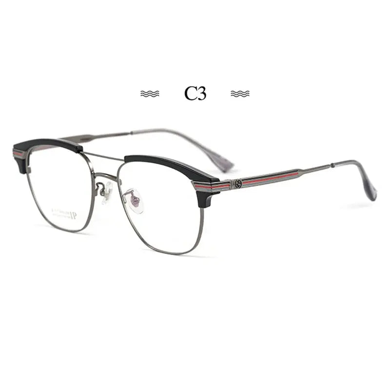 Men's Square Full Rim Titanium Double Bridge Prescription Glasses Bj2315 — view 6 | Rx Spectacle