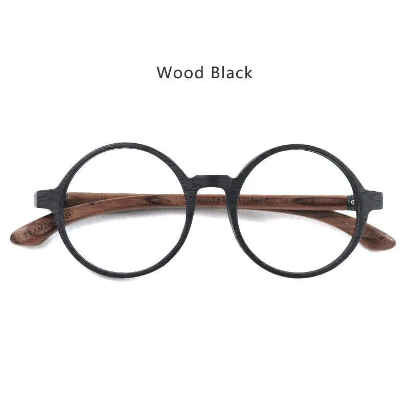 Unisex Round Full Rim Wood Prescription Glasses Ft3590 — view 3 | Rx Spectacle