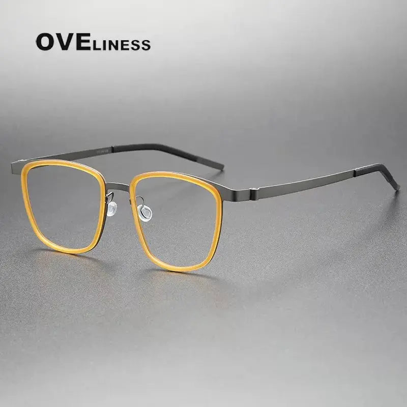 Unisex Square Full Rim Titanium Prescription Glasses 399717 — view 3 | Rx Spectacle
