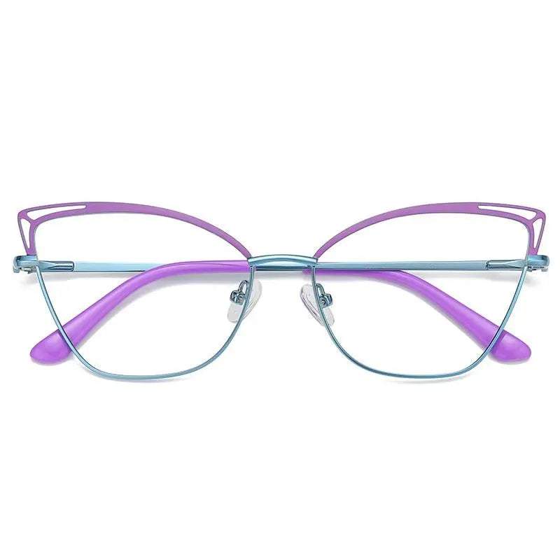 Women's Cat Eye Full Rim Alloy Prescription Glasses 3038 — view 12 | Rx Spectacle