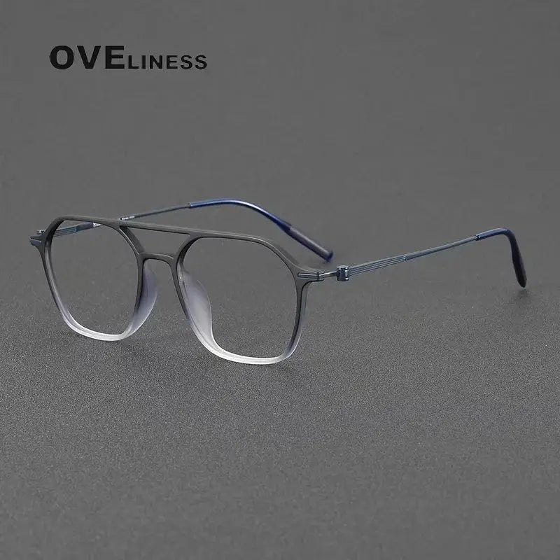 Women's Square Full Rim Titanium Double Bridge Prescription Glasses 398671 — view 6 | Rx Spectacle
