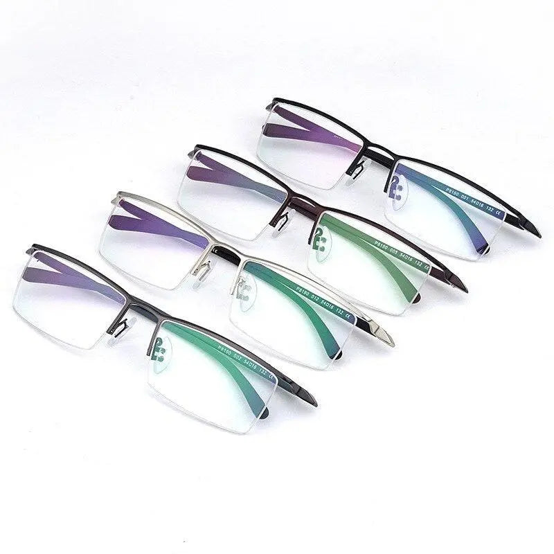 Men's Square Semi-Rimless Titanium Prescription Glasses P8190 — view 9 | Rx Spectacle