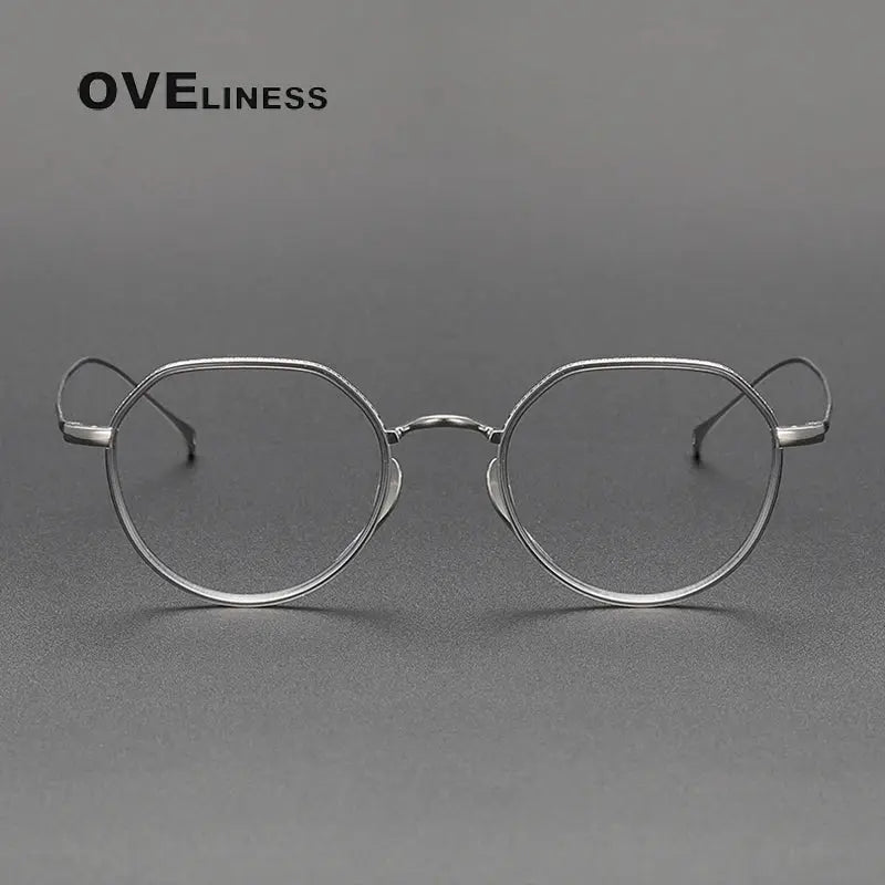 Unisex Round Full Rim Titanium Flat Top Prescription Glasses O7310 — view 4 | Rx Spectacle