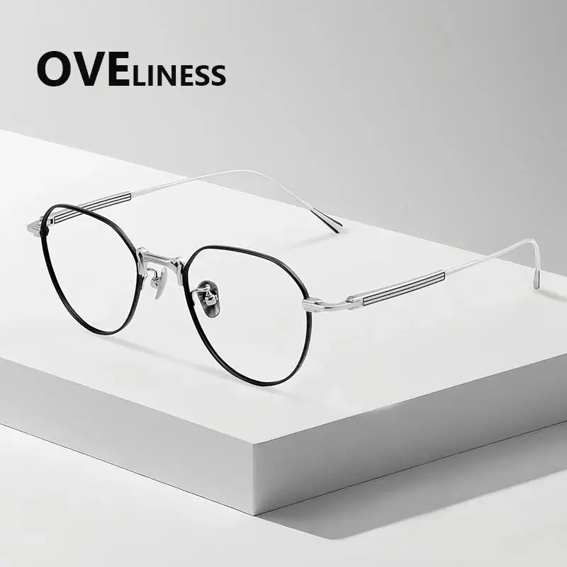 Women's Oval Full Rim Titanium Flat Top Prescription Glasses 927101 — view 4 | Rx Spectacle