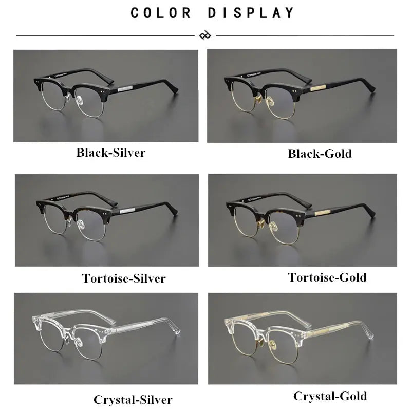 Unisex Square Semi-Rimless Acetate Prescription Glasses 15022 — view 6 | Rx Spectacle