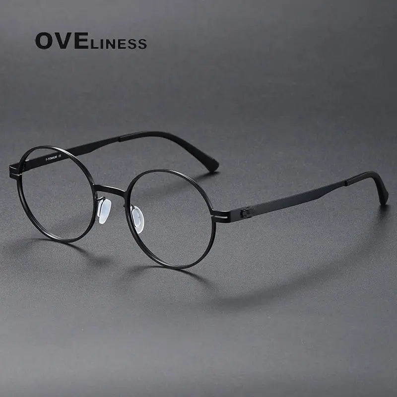 Women's Round Full Rim Titanium Screwless Prescription Glasses 380996 — view 3 | Rx Spectacle