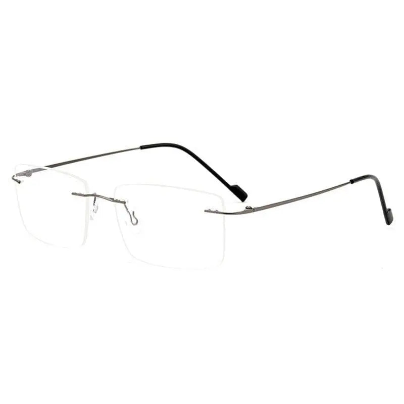 Unisex Rectangular Rimless Alloy Prescription Glasses 6043 — view 9 | Rx Spectacle