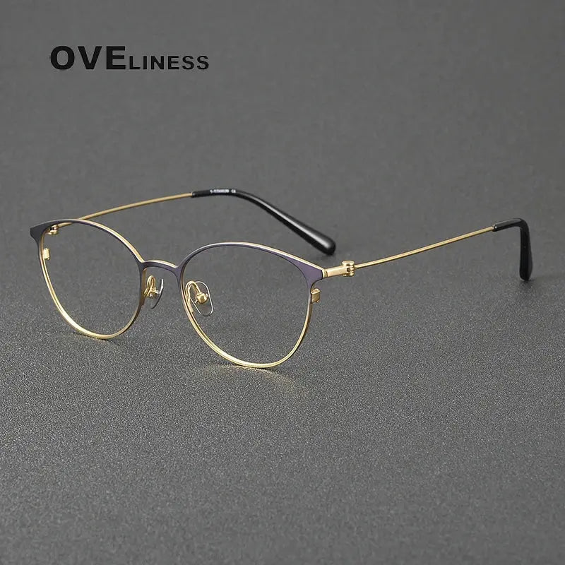 Women's Oval Full Rim Titanium Prescription Glasses 22004 — view 5 | Rx Spectacle