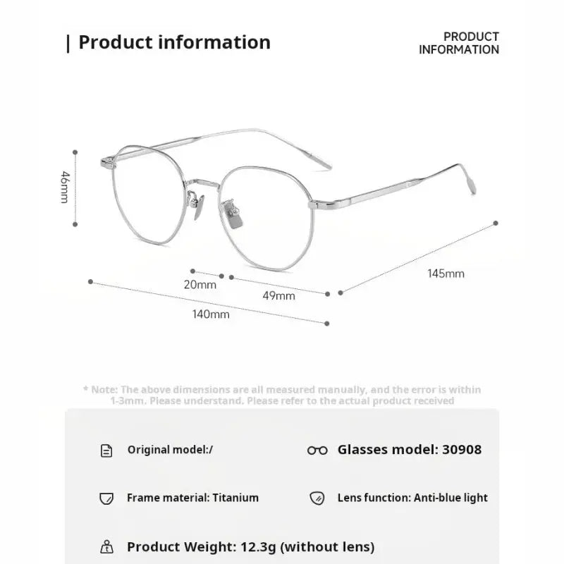 Unisex Oval Full Rim Titanium Flat Top Prescription Glasses 30908 — view 2 | Rx Spectacle