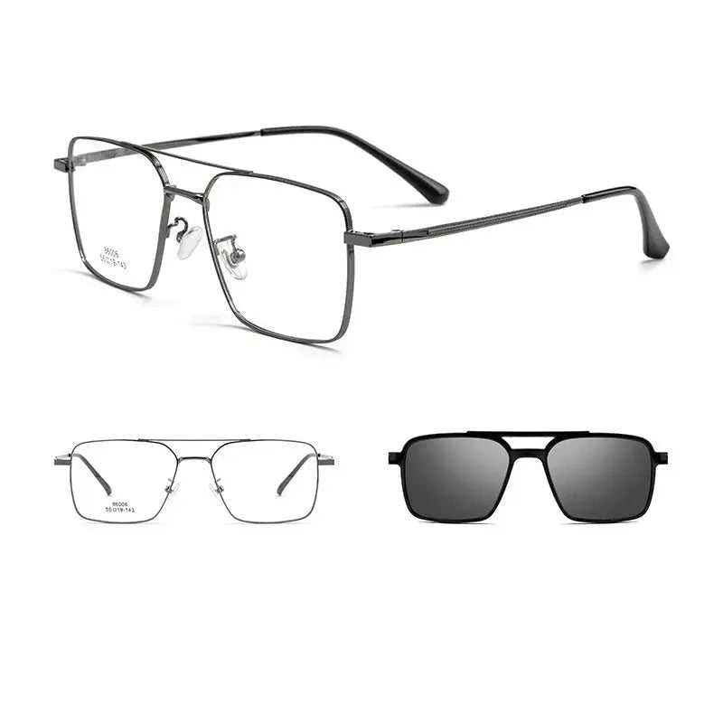 Men's Square Full Rim Double Bridge Clip-On Prescription Glasses — view 4 | Rx Spectacle