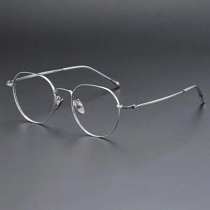 Unisex Oval Full Rim Titanium Flat Top Prescription Glasses 118001 — view 4 | Rx Spectacle
