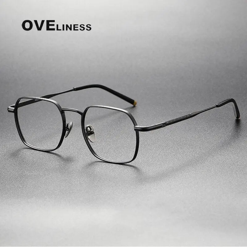 Unisex Irregular Full Rim Titanium Prescription Glasses — view 3 | Rx Spectacle