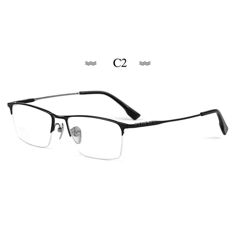 Men's Square Semi-Rimless Titanium Prescription Glasses 76010 — view 4 | Rx Spectacle