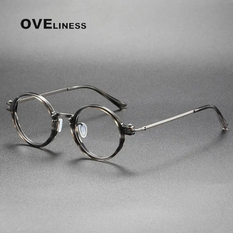Unisex Round Full Rim Titanium Prescription Glasses 5866 — view 5 | Rx Spectacle