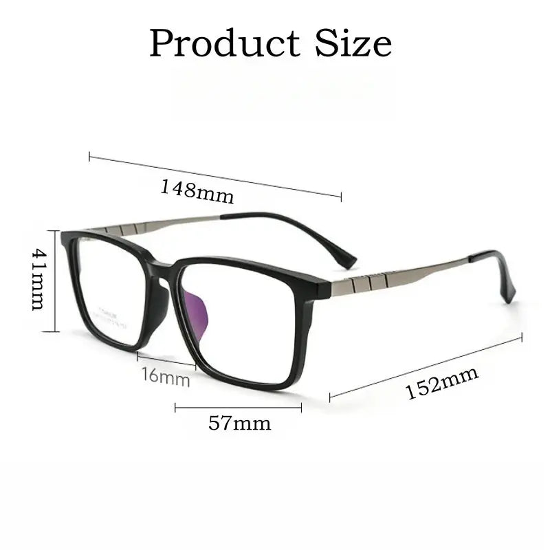 Men's Square Full Rim Titanium Oversized Prescription Glasses 61012 — view 2 | Rx Spectacle