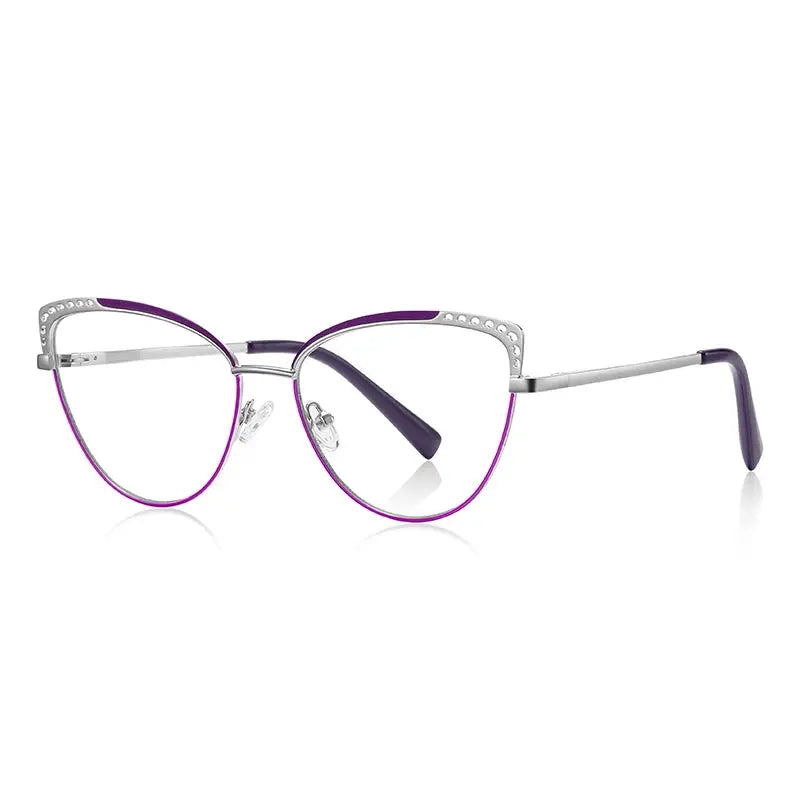 Women's Cat Eye Full Rim Alloy Prescription Glasses 843107 — view 5 | Rx Spectacle