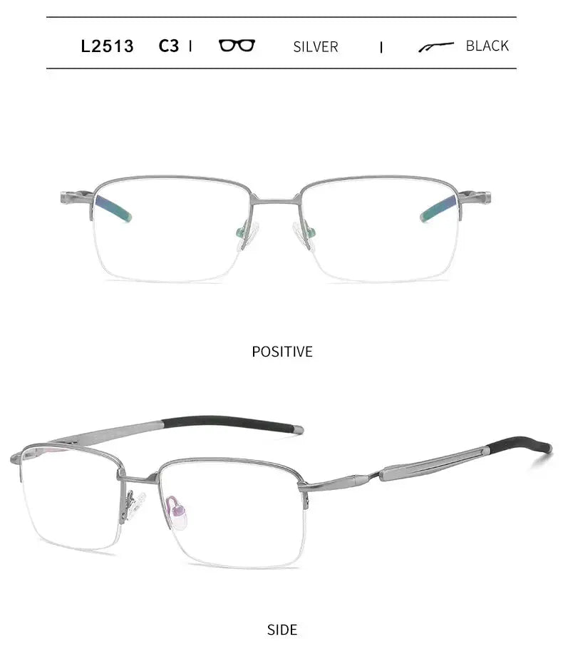 Unisex Square Semi-Rimless Acetate Prescription Glasses 952181 — view 9 | Rx Spectacle