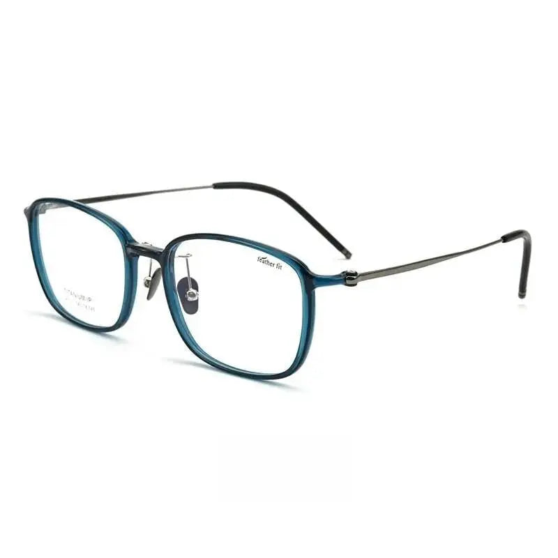 Unisex Square Full Rim Titanium Prescription Glasses L9112 — view 10 | Rx Spectacle