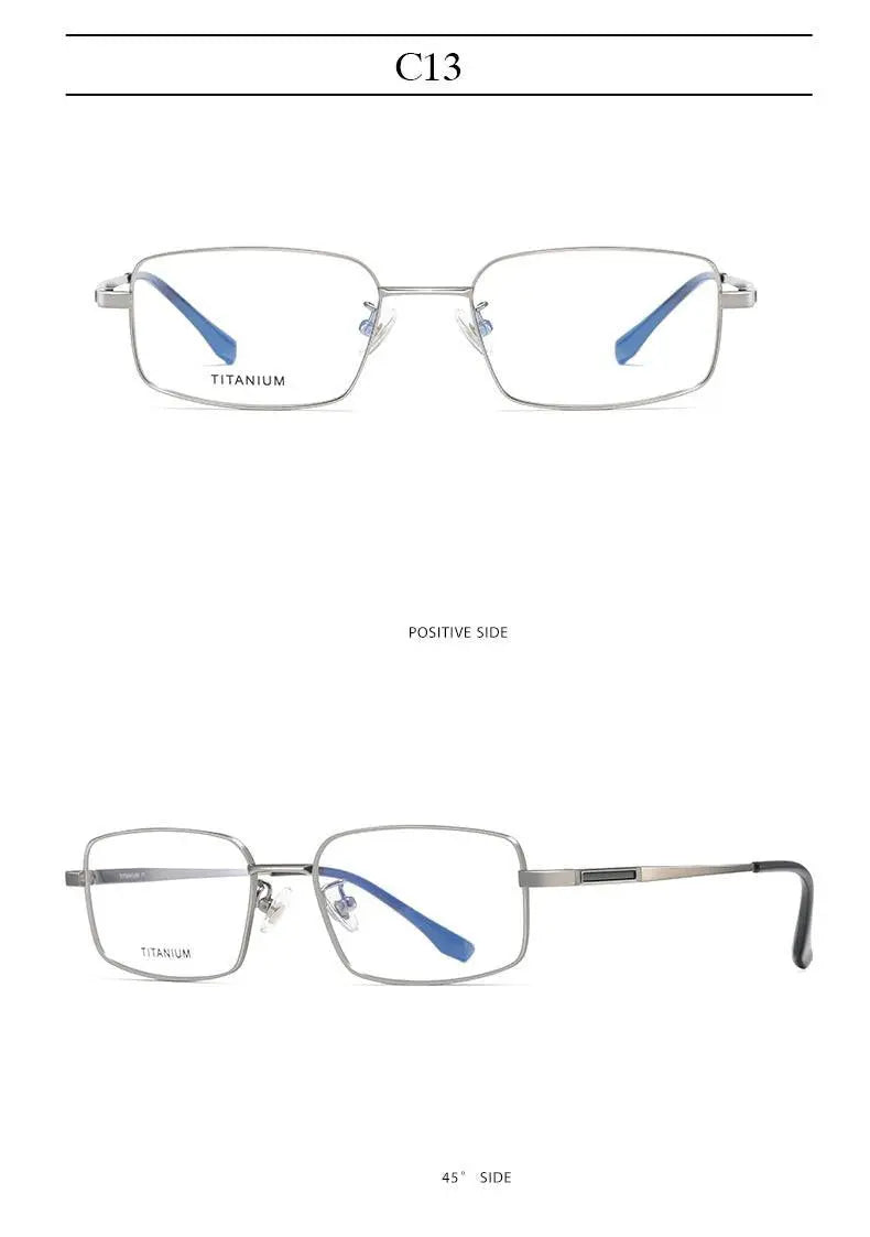 Men's Rectangular Full Rim Titanium Prescription Glasses Pt2219 — view 12 | Rx Spectacle