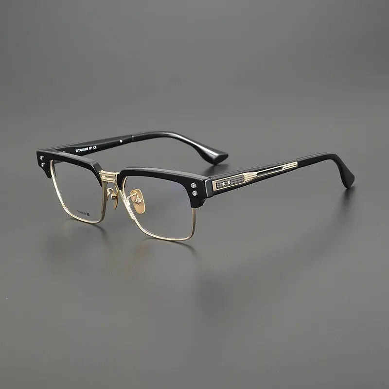 Unisex Square Full Rim Titanium Oversized Prescription Glasses D410 — view 4 | Rx Spectacle