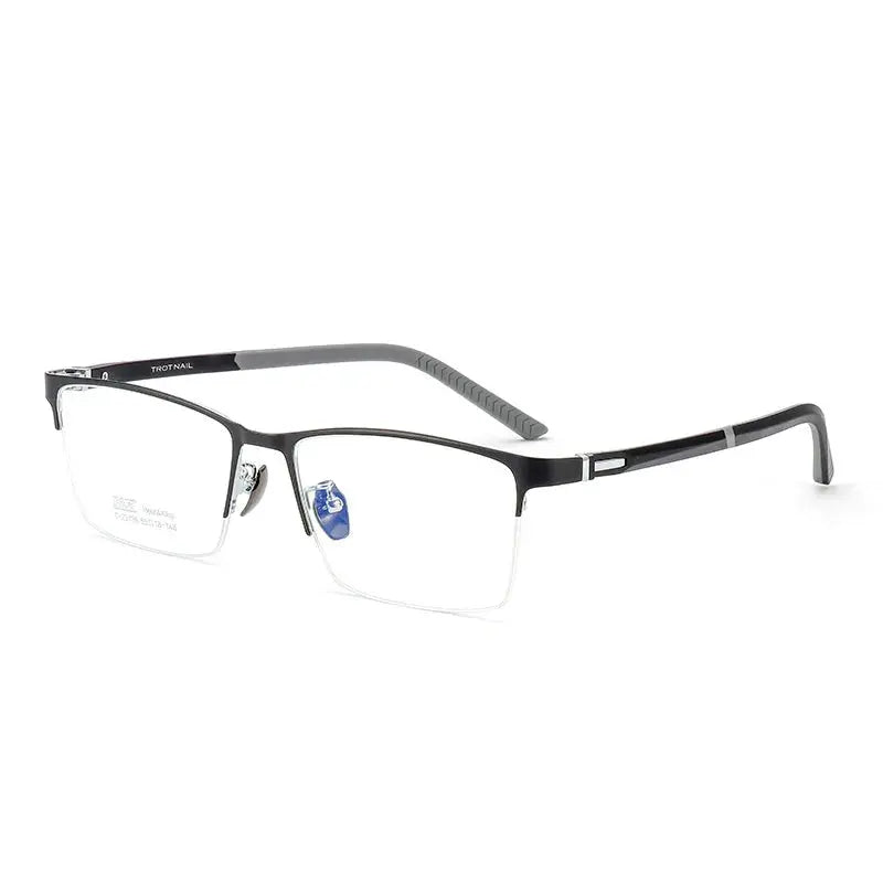 Unisex Polygon Semi-Rimless Titanium Prescription Glasses 23136 — view 4 | Rx Spectacle
