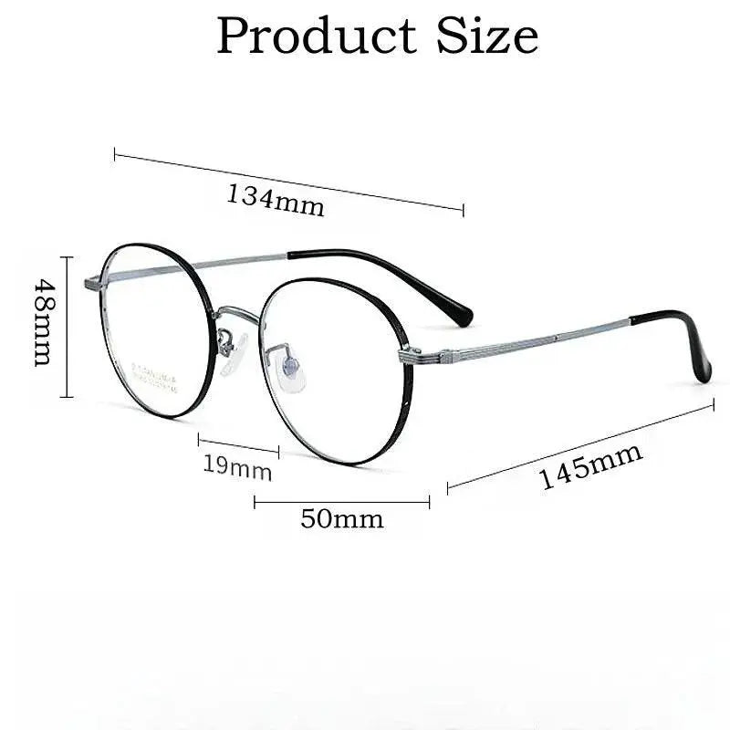 Unisex Round Full Rim Titanium Prescription Glasses 95955bt — view 3 | Rx Spectacle