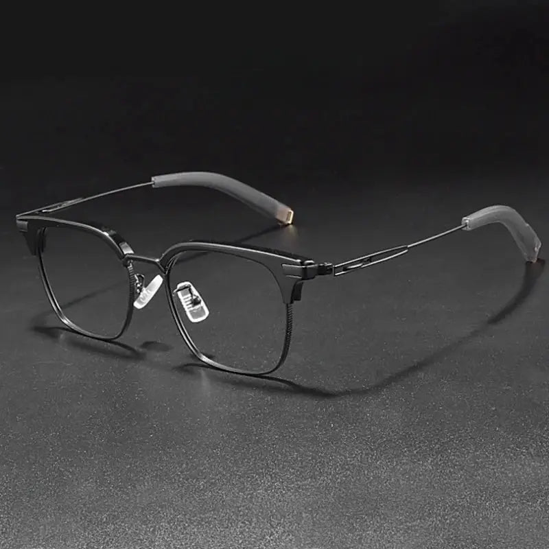 Men's Square Full Rim Titanium Prescription Glasses Y107 — view 9 | Rx Spectacle