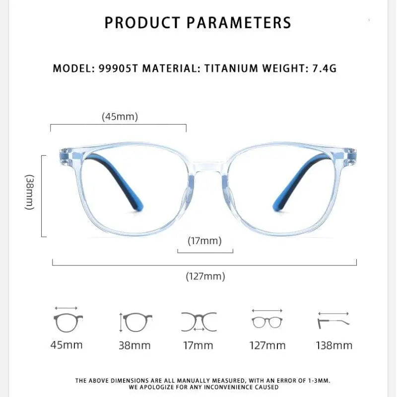 Unisex Square Full Rim Titanium Prescription Glasses 99905t — view 10 | Rx Spectacle