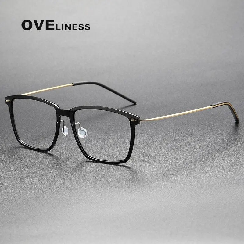 Unisex Square Full Rim Titanium Screwless Prescription Glasses 6505 — view 6 | Rx Spectacle