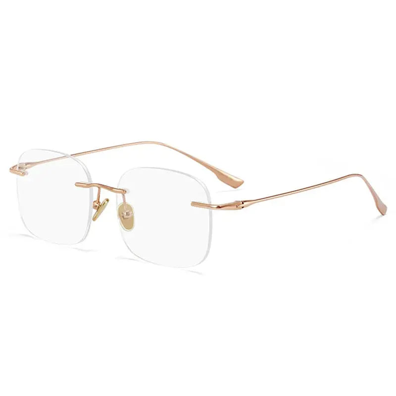 Men's Square Rimless Titanium Prescription Glasses 99219 — view 7 | Rx Spectacle