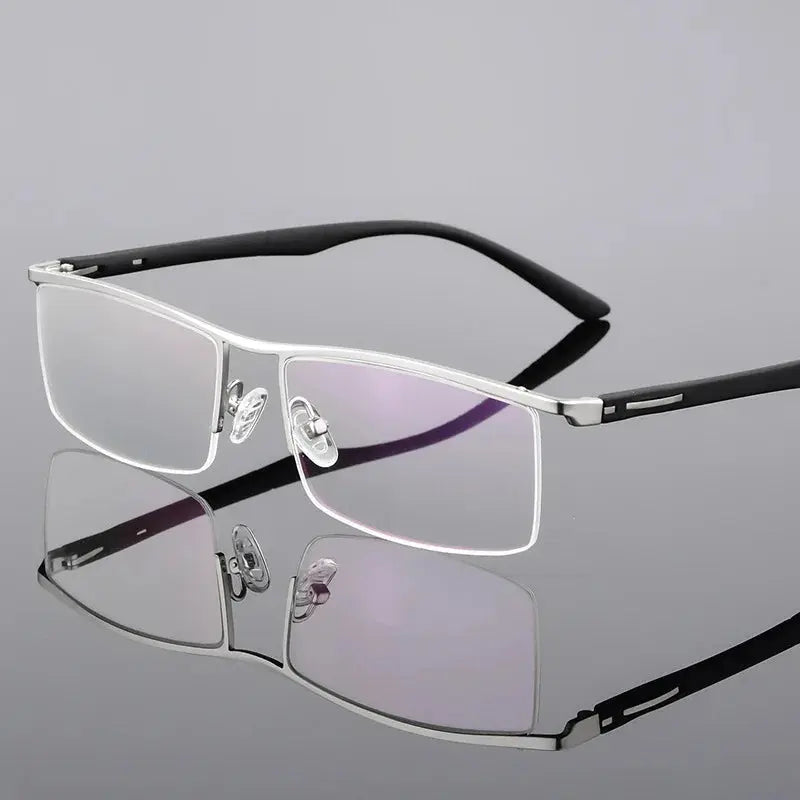 Men's Browline Semi-Rimless Titanium Prescription Glasses 48831 — view 7 | Rx Spectacle