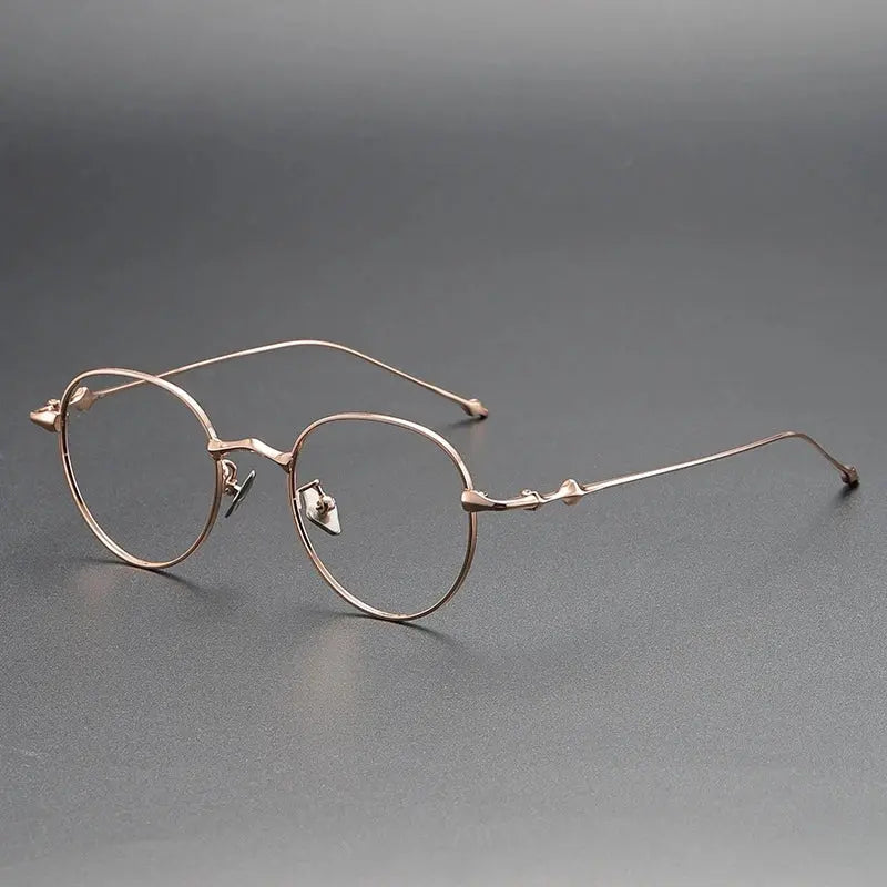Unisex Round Full Rim Titanium Prescription Glasses 614701 — view 3 | Rx Spectacle