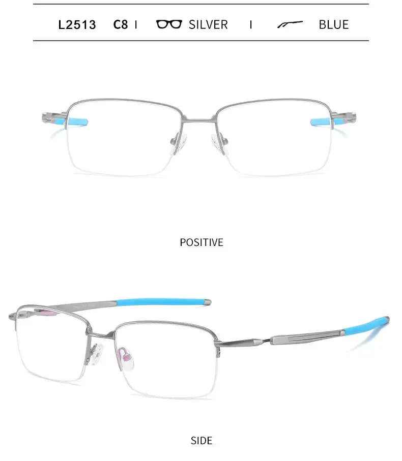 Unisex Square Semi-Rimless Acetate Prescription Glasses 952181 — view 3 | Rx Spectacle