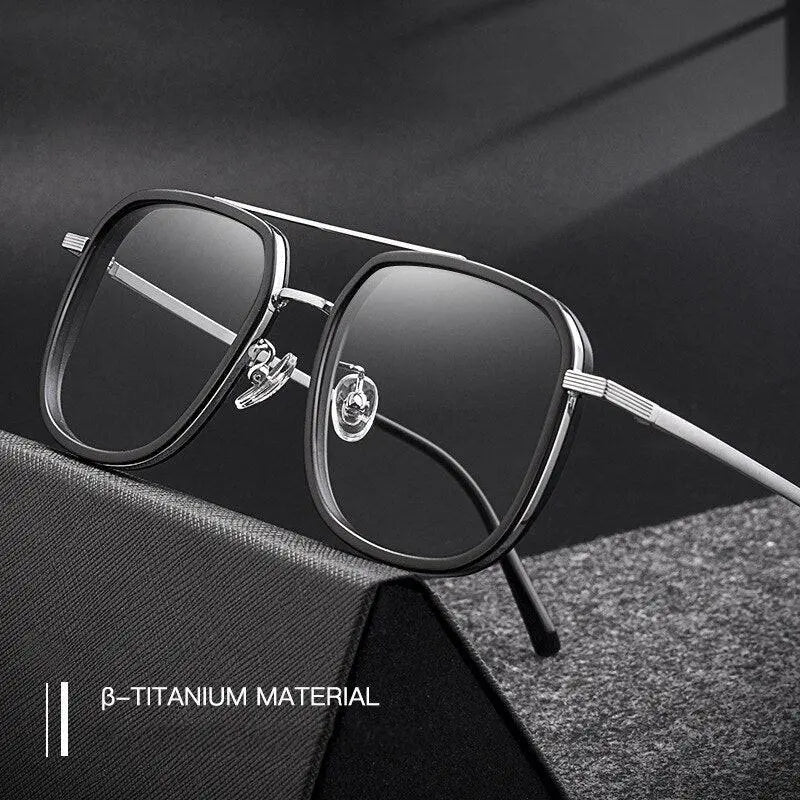 Unisex Square Full Rim Titanium Prescription Glasses 2218YJ — view 7 | Rx Spectacle