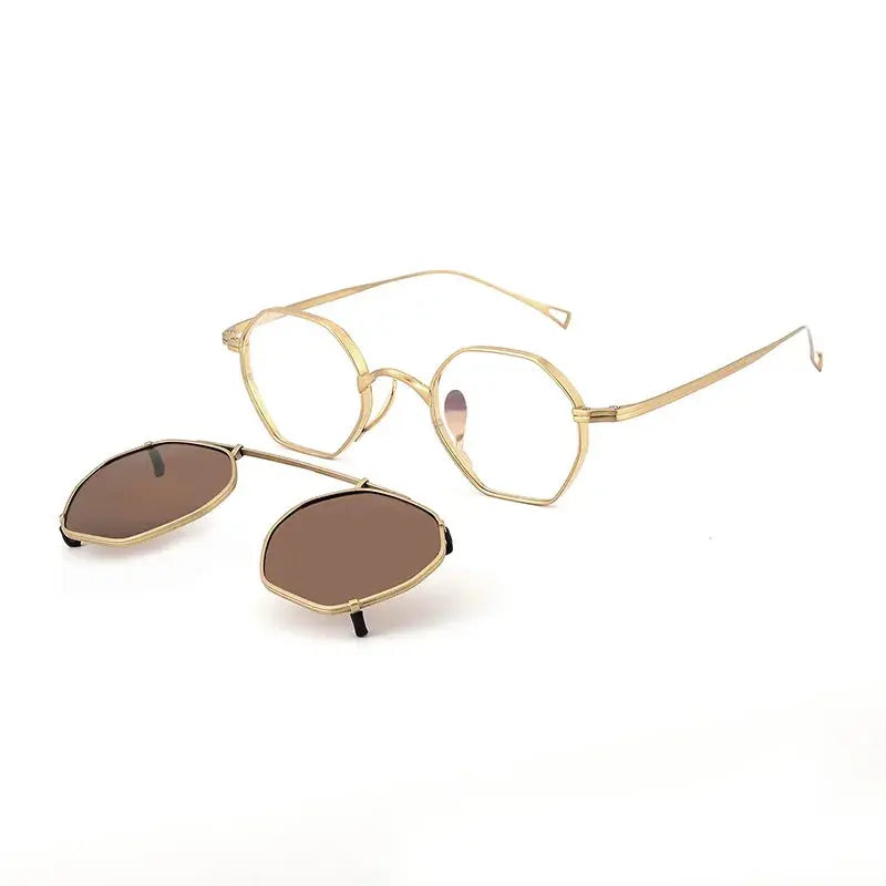 Women's Polygon Full Rim Titanium Clip-On Prescription Glasses 634152 — view 4 | Rx Spectacle