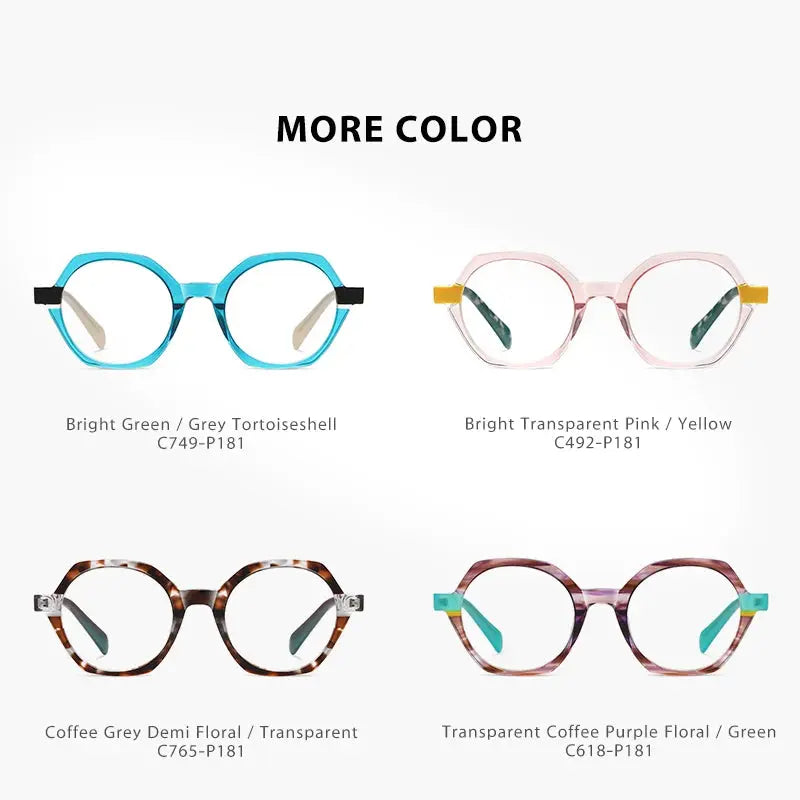Women's Polygon Full Rim Acetate Prescription Glasses 8825 — view 5 | Rx Spectacle
