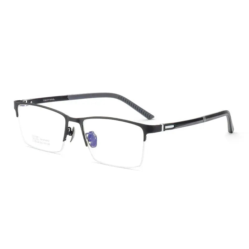Unisex Polygon Semi-Rimless Titanium Prescription Glasses 23136 — view 3 | Rx Spectacle