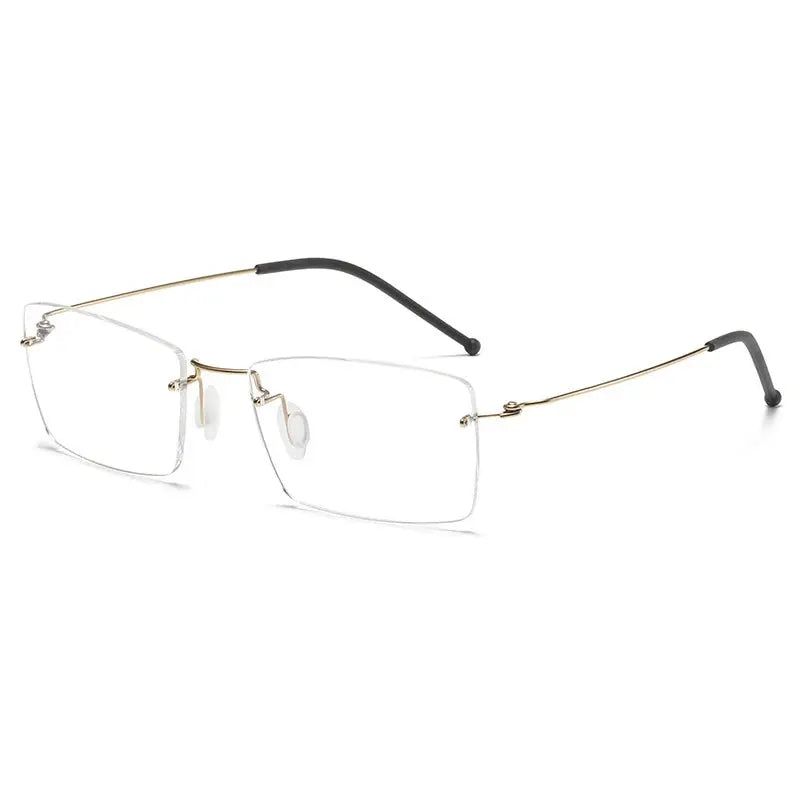 Unisex Square Rimless Titanium Prescription Glasses T5935 — view 8 | Rx Spectacle