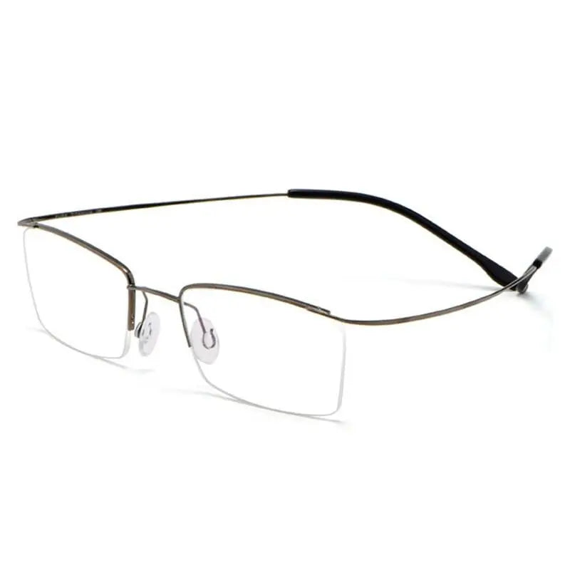 Men's Rectangular Semi-Rimless Titanium Prescription Glasses 30004 — view 2 | Rx Spectacle