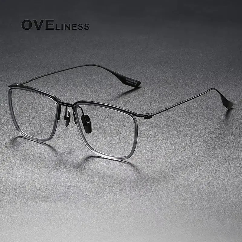 Men's Square Full Rim Titanium Prescription Glasses 614106 — view 4 | Rx Spectacle