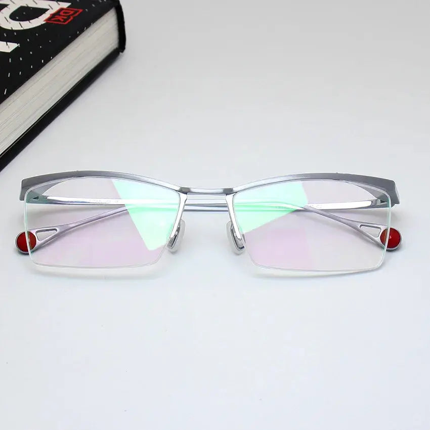 Men's Browline Semi-Rimless Titanium Prescription Glasses 195113 — view 4 | Rx Spectacle