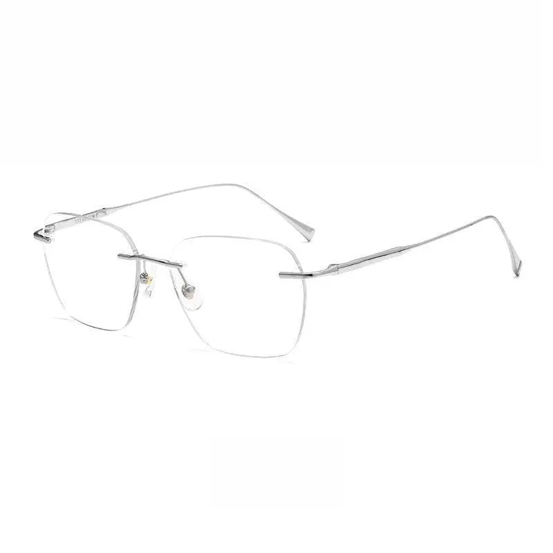 Unisex Square Rimless Titanium Prescription Glasses 1912ti — view 2 | Rx Spectacle