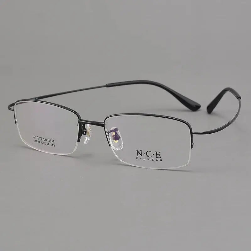 Men's Square Semi-Rimless Titanium Prescription Glasses 718024 — view 6 | Rx Spectacle